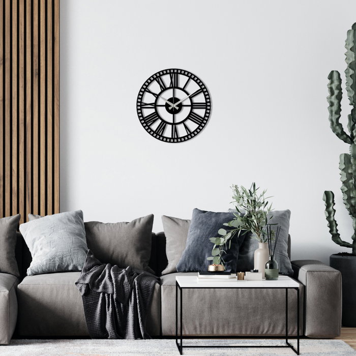 Wallity Reloj de Pared Decorativo S004 Metal Negro 48x48cm